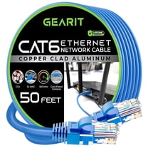 GearIT Cat 6 Ethernet Cable 24AWG Copper Clad Aluminum (CCA) LAN Cable, Black 50 ft