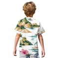 thumbnail image 5 of Abcomgle Boys Short Sleeve Button Down Shirt Size 10-12 Summer Mountains and Seas Print Hawaii Shirts for Boys Button Down Short Sleeve Vacation Hawaiian Clothes for Boys,Green,5-6Years, 5 of 5