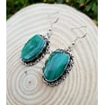 thumbnail image 4 of Pure 925 Sterling Silver Dangle Drop Earrings For Women, Genuine Malachite Green Gemstone Beautiful Handcrafted Earrings For Her, 4 of 5