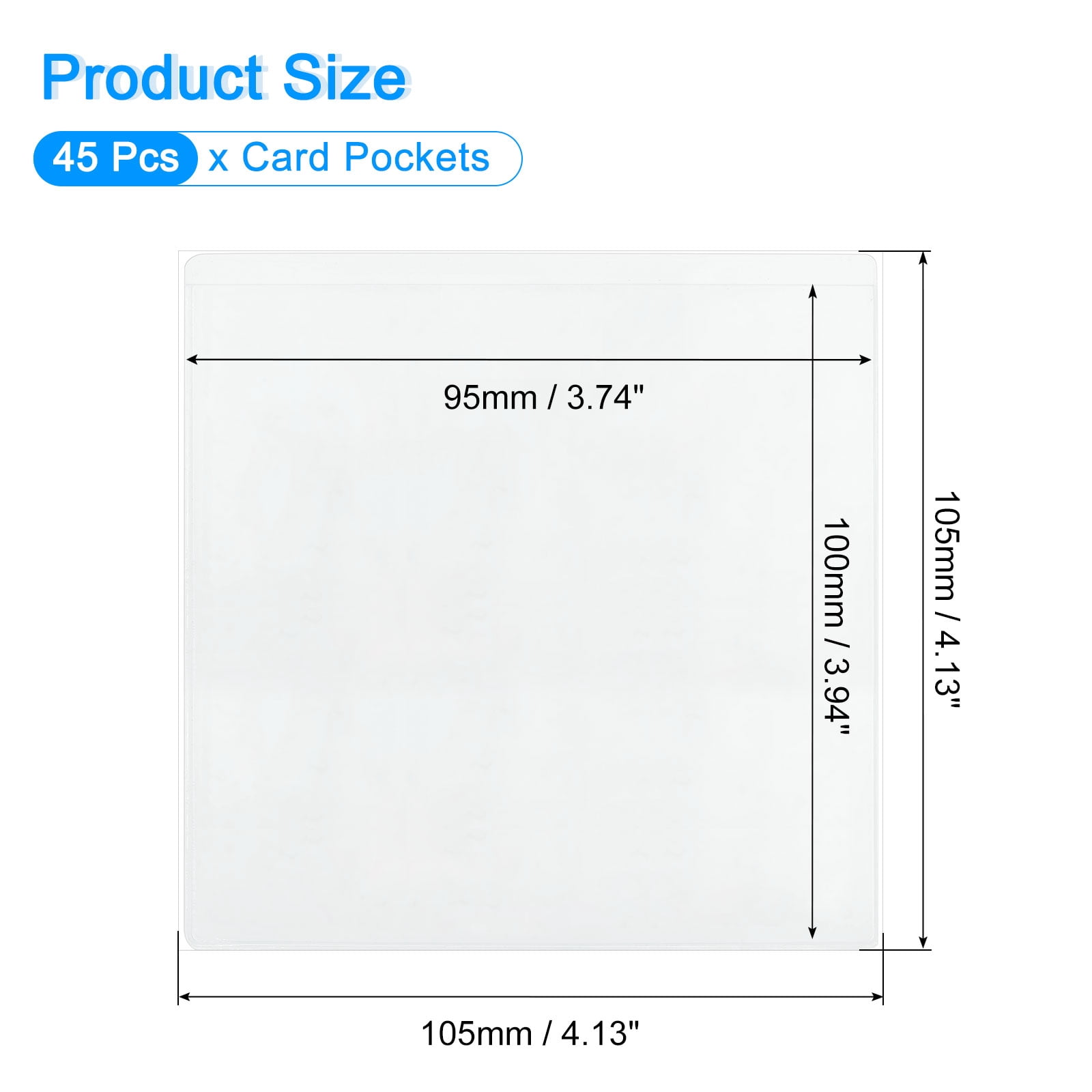 Uxcell 35 Pcs Self Adhesive Index Card Pockets with Top Open, 6.3" x 3.5" Clear Plastic Labels Holders Card Holder for Libraries Organizing and Protecting Index Cards, Transparent