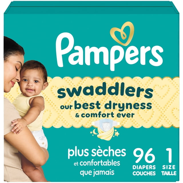 Pampers Swaddlers Diapers, Size 1 (8-14 lbs), Absorbent, Keeps Baby Dry and Comfortable, Skin Safe Disposable Baby Diaper