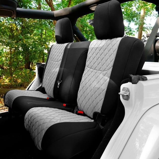 FH Group Neoprene Waterproof Custom Fit Seat Covers for 2007-2018 Jeep Wrangler JK 4DR Rear Set