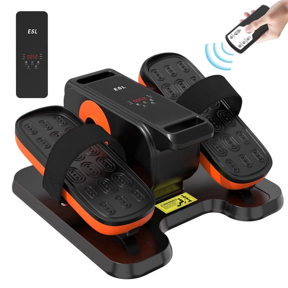 ESL Under Desk Elliptical Machine, Seated Leg Exerciser Machine for Seniors with Pedal Straps and Remote Control