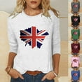 thumbnail image 5 of WREESH Womens Great Britain Uk Flag T-Shirts Casual 3/4 Sleeve T-Shirts Round Neck Cute Tunic Tops Basic Graphic Tees Blouses Loose Fit Pullover Gray, 5 of 5