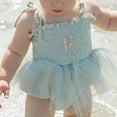 thumbnail image 2 of Newborn Baby Girl Sleeveless Bubble Romper Dress Cotton Tutu Tulle Skirt Hem Bodysuit with Headband Set Summer Clothes, 2 of 7
