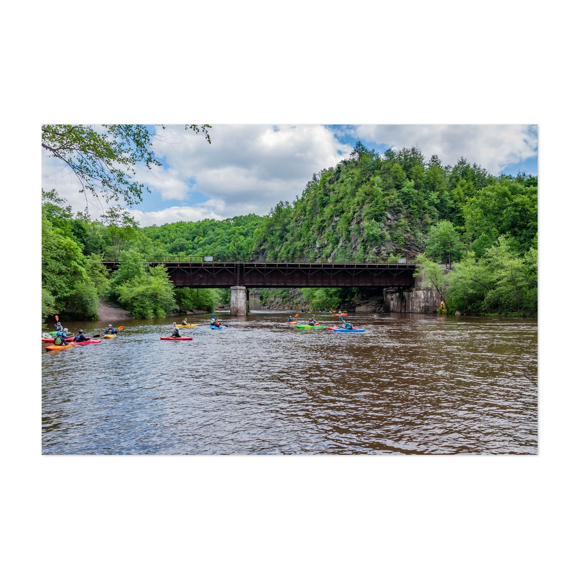 Kayaks on the Lehigh River - Jim Thorpe Pennsylvania Photography Bridge Wilderness Scenic Nature Unframed Wall Art Print 4 x 6 inches