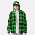 thumbnail image 4 of Sigee Buffalo Plaid Green Black Print UPF50+ Men's Sun Protection Hoodie Shirt SPF UV Shirt Long Sleeve Fishing Outdoor Lightweight, S-3XL, 4 of 9