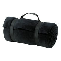 Mafoose Fleece Polyester Double Blanket with Strap Black