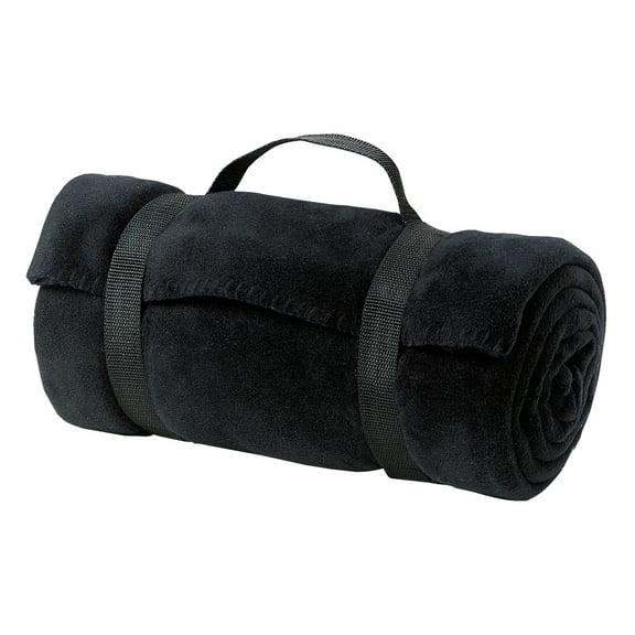 Mafoose Fleece Polyester Double Blanket with Strap Black