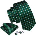 thumbnail image 2 of Set de corbatas Barry.Wang Classic de seda verde esmeralda para hombre, 2 of 6