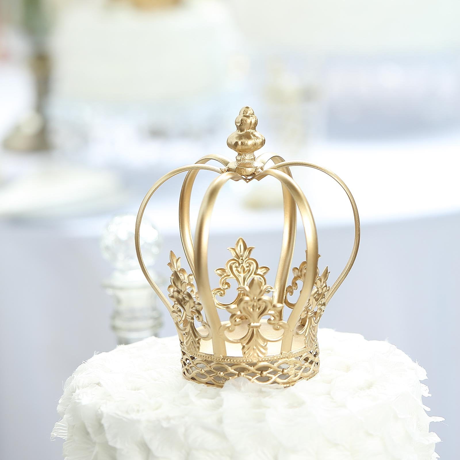 Efavormart 8" Metal Royal Gold Crown Cake Topper Cake Decoration For