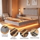 thumbnail image 4 of Cama Plataforma con Cabezal, LED, Puertos de Carga, Tapizada Moderna, Patas de Madera resistentes, Sin Box Spring, Fácil Montaje, 4 of 7