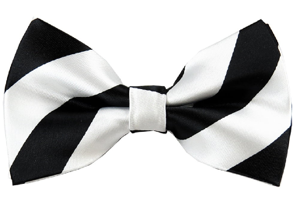 NYFASHION101 Men's College Stripe Adjustable Pre-Tied Bow Tie, Black ...