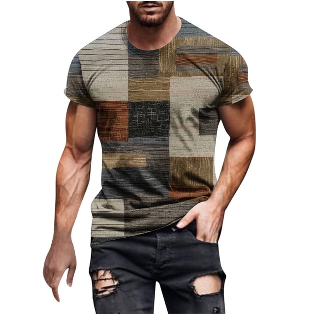 Birdeem Chemises pour Hommes Mode Hommes Confortables Imprimés Manches Courtes Col Rond Blouses Chemises