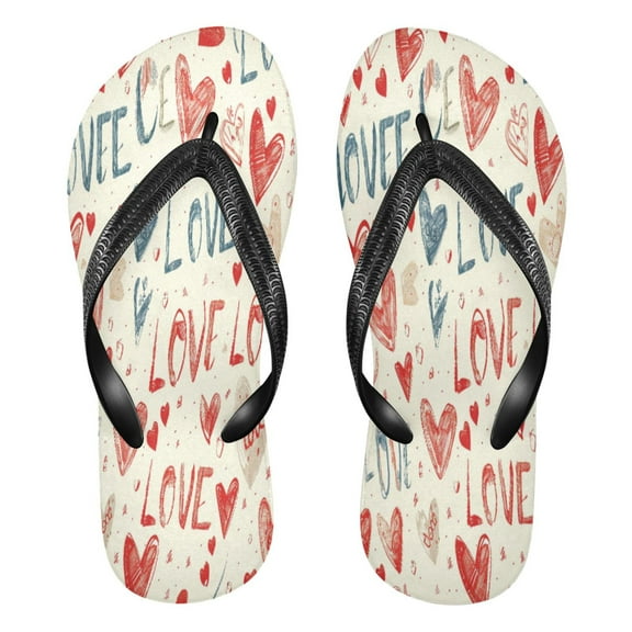 YAZAOOSummer Flip Flops Creatively Romantic Scribbles Simple Beach Sandals