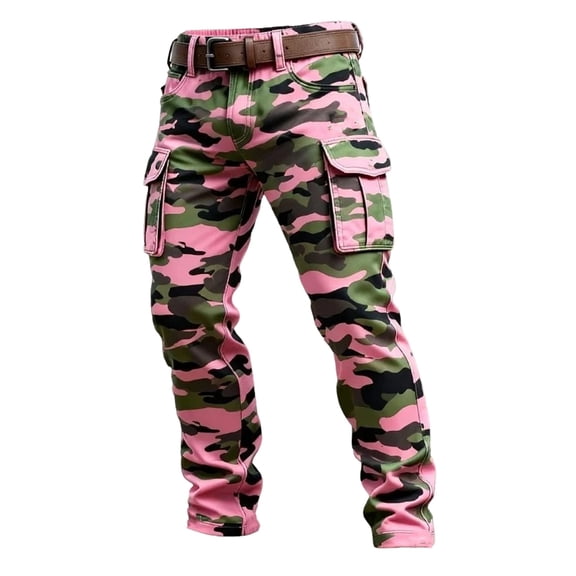 KANG Fashion Fashion Casual Print Two Front Pocket Utility Pants For Cargo Trousers With Classic Styling Pink L