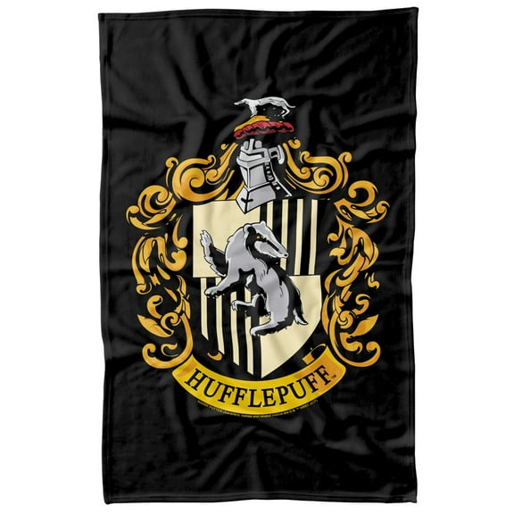 Harry Potter Hufflepuff House Crest Fleece Blanket 36' x 58',Hufflepuff Crest