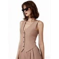 thumbnail image 5 of Vest Tops for Women, Knit V-Neck Sleeveless Button Down Vest Business Casual Outfits Khaki L, 5 of 6