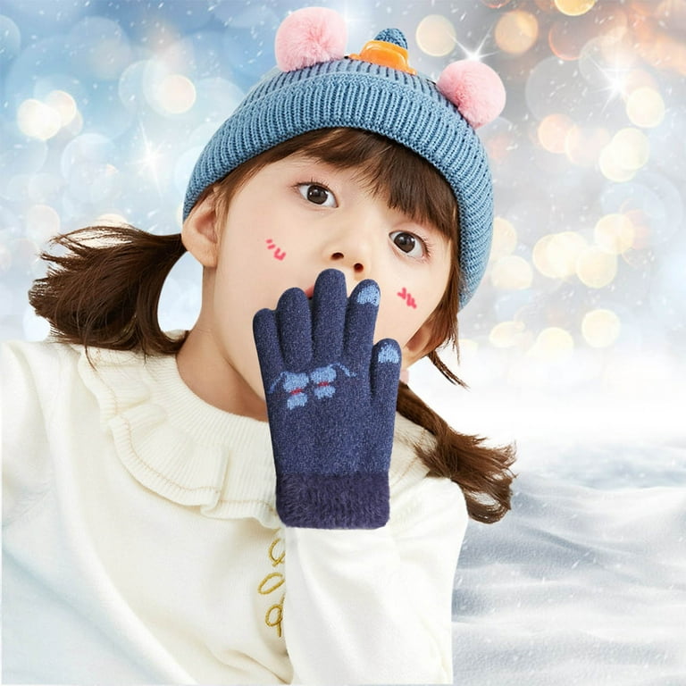YUEHAO Gloves Mittens Boys Knitted Kids Finger Cartoon Warm Winter