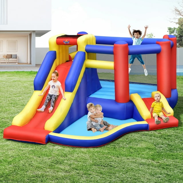 Castillo Inflable Costway Casa Hinchable Infantil con Tobogán Largo Piscina con Pelotas 383 x 313 x 182 cm