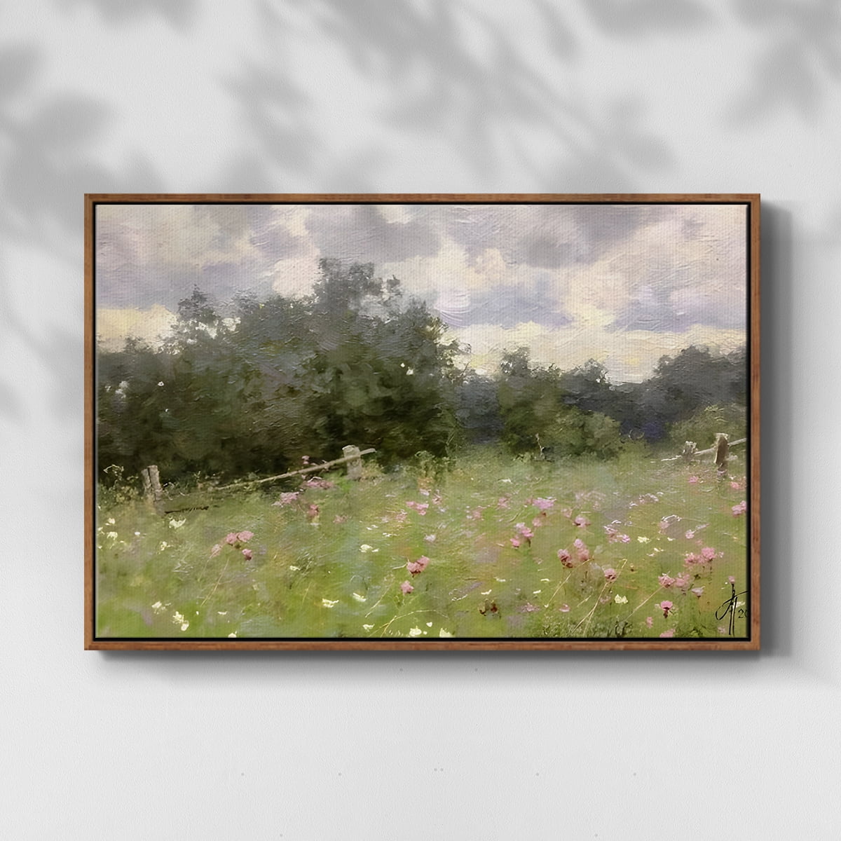 Vintage Landscape-CCLXIV By Wexford Home Framed in Walnut Wood Gallery Wrapped Canvas 27 in. x 41 in.