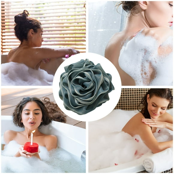 Fiudx Esponja de Baño, Herramienta de Limpieza Suave y Delicada, Experiencia de Espuma Lujosa, Diseño Elegante de Dos Tonos, Rutina de Ducha Diaria, Ideal para Piel Sensible, Práctico Asa para Colgar