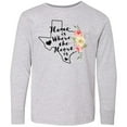 thumbnail image 3 of Inktastic Texas Home is Where The Heart is with Watercolor Floral Long Sleeve Youth T-Shirt, 3 of 5