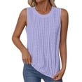 thumbnail image 2 of WQNVRNR Womens Pleated Tops- Crewneck Eyelet Casual Summer Sleeveless Tanks Purple Size 2XL, 2 of 9