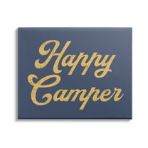 Stupell Industries Happy Camper Vintage Script Phrase Yellow Accent Canvas Wall Art, 40 x 30, Design by Lil' Rue