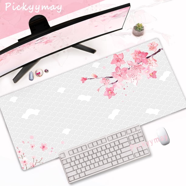 Alfombrilla de ratón con flores de cerezo rosa, mesa de ordenador para el hogar, alfombrilla de ratón grande para Pc, teclado artístico Sakura, alfombrilla de escritorio, accesorios de oficina