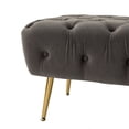thumbnail image 5 of 40.6'' Wide Bedroom Bench,Button-Tufted Upholstered Bench with Gold Metal Legs,Modern Velvet Ottoman Bench End of Bed Bench, Living Room Accent Bench,Long Seat Foot Rest Stool for Entryway,Gray, 5 of 7