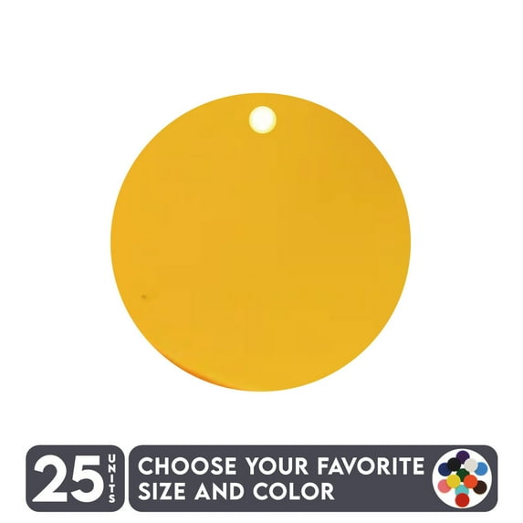 25 Units Acrylic Circle Blanks With Hole 1/8" Thick - Tranlucent Colors - (Size 5.5") Made in USA