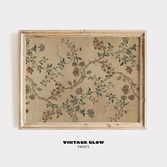 Vintage Floral Art Print, Neutral Silk Pattern Decor, Poster, #V150 UNFRAMED PAPER POSTER, Home Decor, Vintage Gift, Living Room Dercor