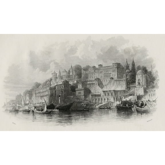Posterazzi DPI1860725 Benares India Engraved by Willmore After Allom Poster Print, 18 x 11
