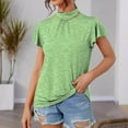 thumbnail image 1 of AherBiu Plus Size Womens Tops T Shirts Ruffle Short Sleeve Mock Neck Tshirts Summer Causal Comfy Tee Blouses, 1 of 4