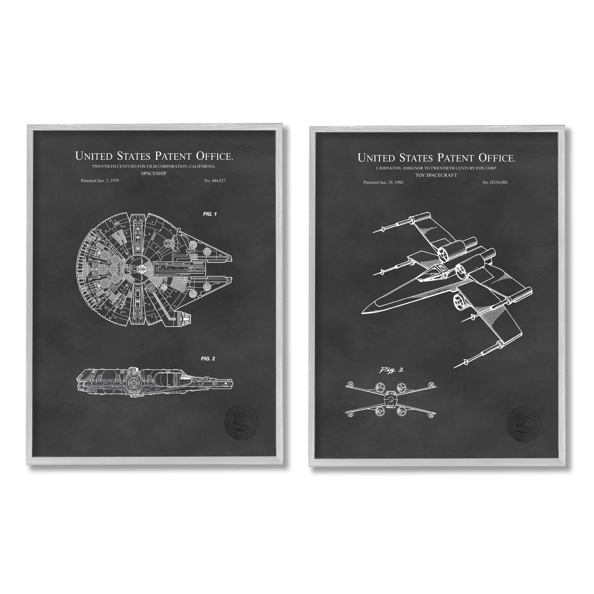 Stupell Industries Vintage Space Ship Patents Science Fiction Pop Culture Framed Wall Art, 11 x 14, Design by Karl Hronek