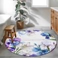 thumbnail image 3 of Round Rugs 4Ft, Spring Flowers Round Area Rug Washable Indoor Throw Carpet, Watercolor Garden Florals Wooden Grain Soft Non Slip Circle Rug for Kitchen Nursery Room Home Decor Aesthetic, 3 of 8