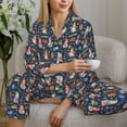 thumbnail image 6 of Fuzoiu Garden Gnomes Print Women's Long-Sleeved Pajama,Lounge Button Down Nightwear,Womens Notch Collar Pajama Set-Medium, 6 of 7