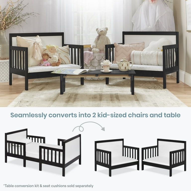 Dream On Me Hudson 3 in 1 Convertible Toddler Bed, Black and White