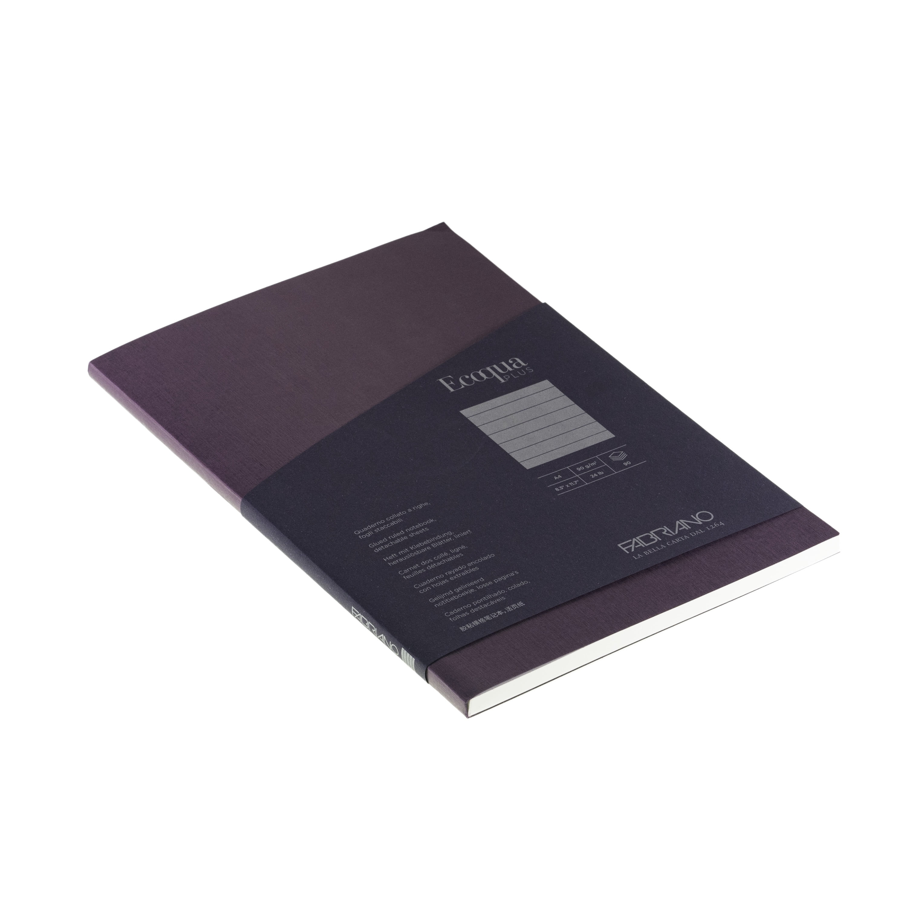 Fabriano Ecoqua Plus Glue-Bound Notebook, 8.3" x 11.7", A4, Lined, Wine