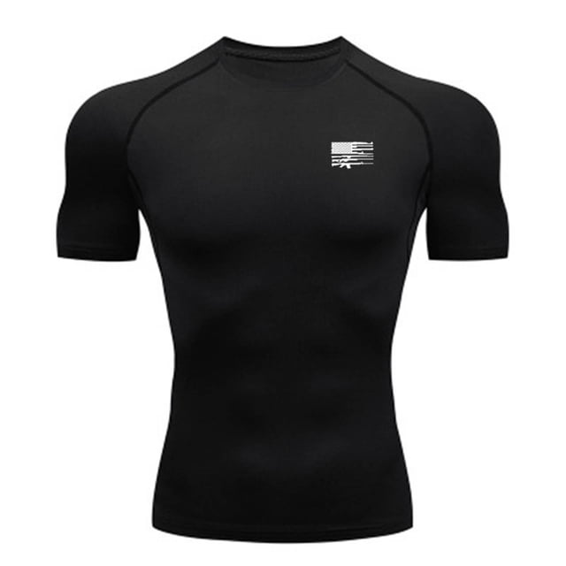 Kalauyu Men's Compression Shirts Short Sleeve Workout Gym T-Shirt Running Tops Cool Dry Sports Base Layer Athletic Undershirts