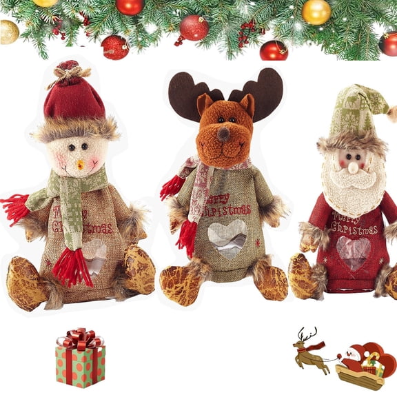 Christmas Gift Bags Zipper Design, Large Capacity Christmas Gift Bags, Reusable Christmass Gift Storage Bags - 3 Shapes (Snowman, Santa) for Chritmas Party Decor Candy and Gift