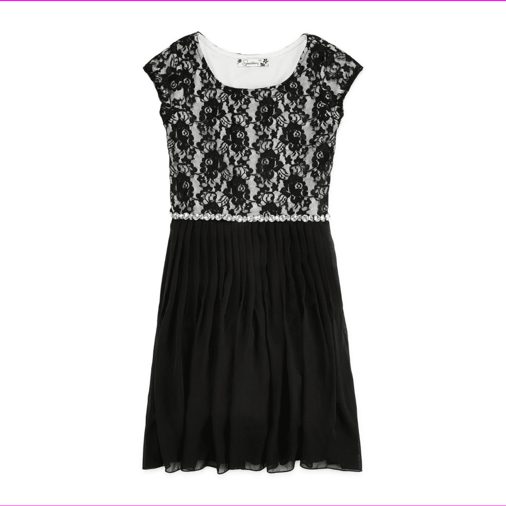 Speechless Girl's Lace and Chiffon Dress, Black, Size 8 - Walmart.com ...