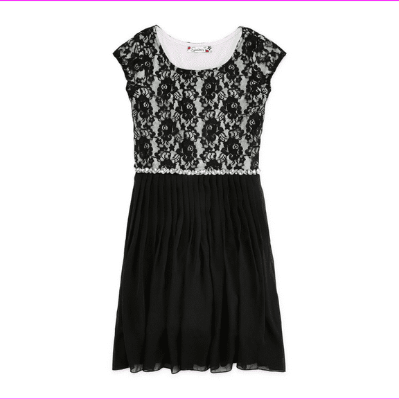 Speechless Girl's Lace and Chiffon Dress, Black, Size 8