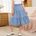 thumbnail image 2 of Favoffer Girls Kids Ruffle Maxi Skirt High Waist Elastic Waistband with Pockets Casual Tiered Long Skirt for Daily Outdoor Vacation Party Occasions Sizes 4-15Y, 2 of 8