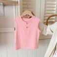 thumbnail image 2 of Kaemgyyd Baby Boys Shirt Summer Casual Button Sleeveless Beach Top Cotton Breathable Crew Neck Plain Tee for Infant Girls 1- 9 Y, 2 of 3