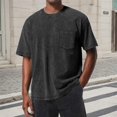 thumbnail image 2 of IWRICH Men's Plus Size Acid Washed T Shirts Crew Neck Basic Solid Color Tops Short Sleeve Classic Tshirts with Pocket Black XXL, 2 of 4