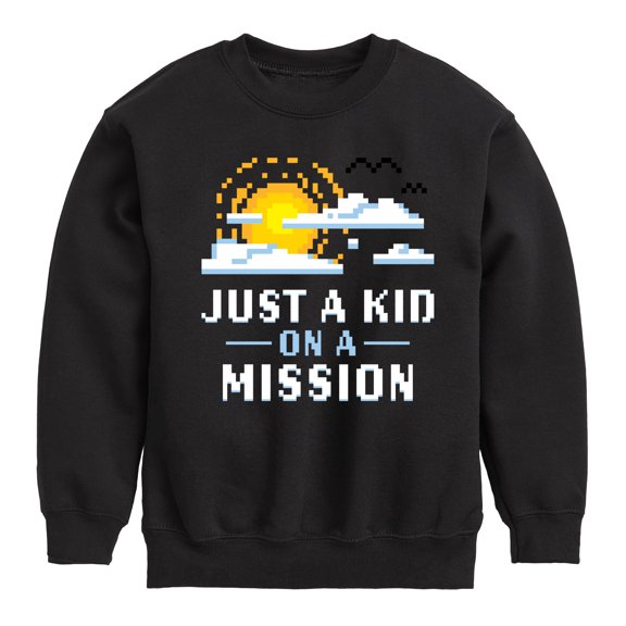 Instant Message - Gamer - Just A Kid on A Mission - Toddler & Youth Crewneck Fleece Sweatshirt