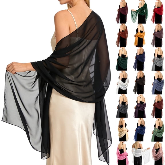 NovaStitch Women's Shawl Lightweight Chiffon Shawl Wrap for Evening Party Dress, Sheer Fringed Scarf for Women Wedding Guest Banquet, Elegant Spring Summer Wrap for Ladies