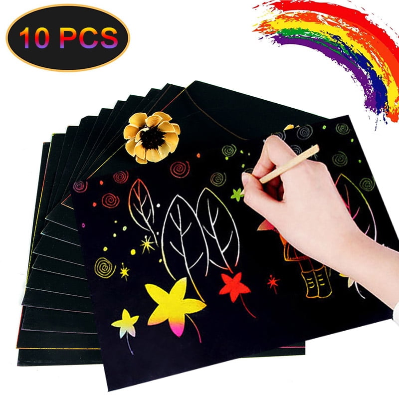Magic Scratch Off Art Crafts Rainbow Easter Day Hanging Scratch Ornaments with Wooden Styluses and Ribbons for Easter Party Game Decorations Zonon 108 Pieces Easter Scratch Paper Art Set